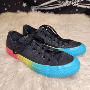 Black Converse Sneakers with Rainbow Ombre Soles